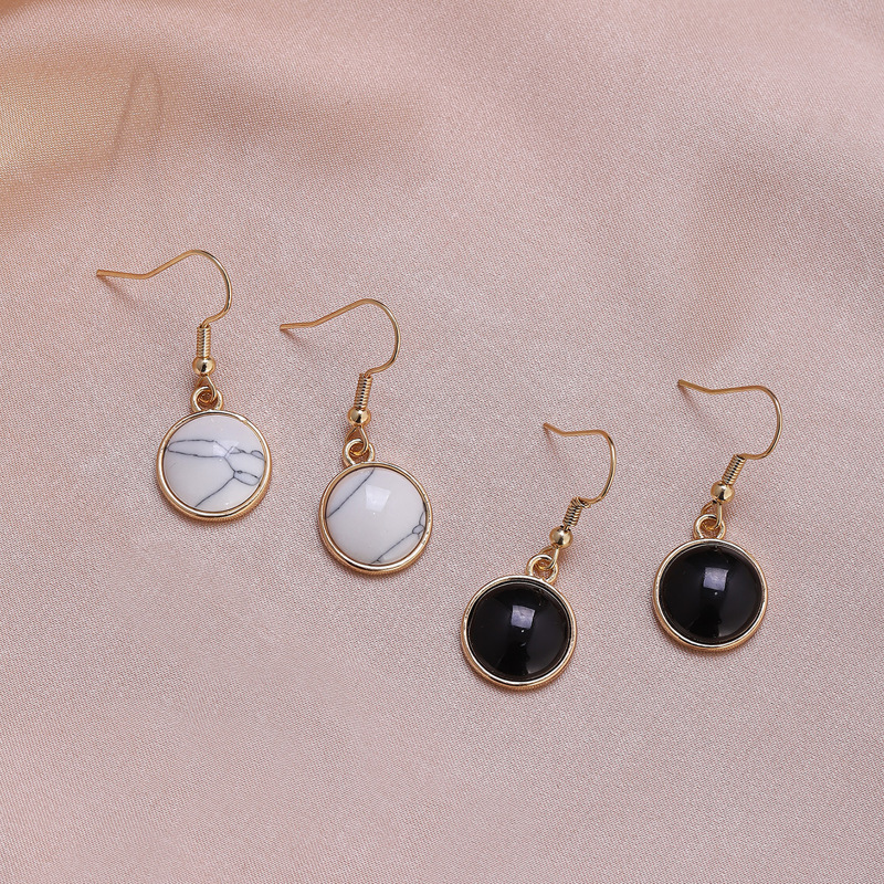 

2pairs Round Drop Earrings, Multicolor