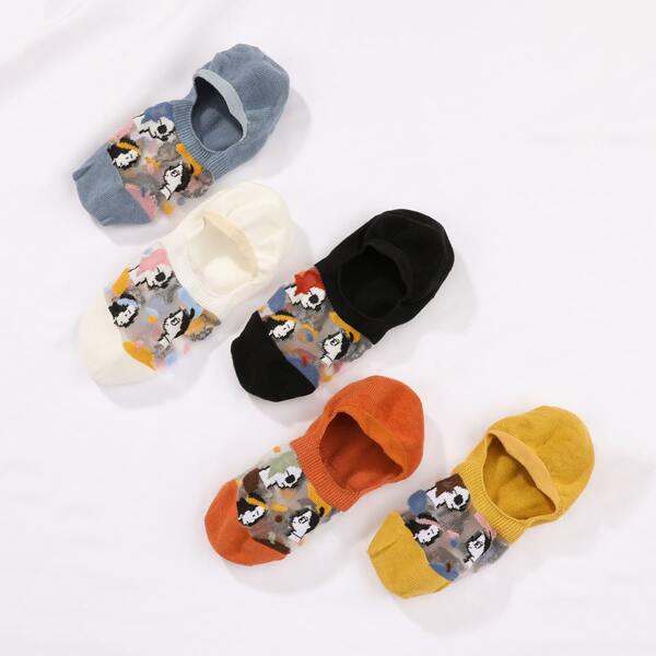 

5pairs Figure Graphic Socks, Multicolor