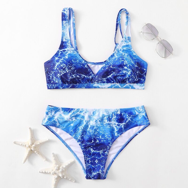 

Sea Print Bikini Swimsuit, Multicolor
