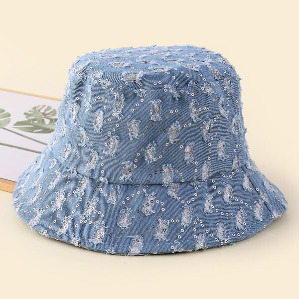 

Sequin Decor Bucket Hat, Blue