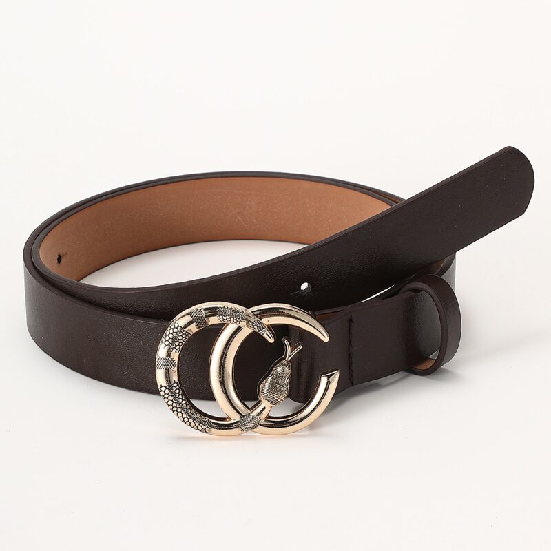 

Snake Ring Buckle Belt, Coffee brown