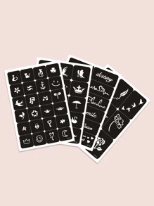 4sheets Flower Pattern Tattoo Stencil - Black - View 2