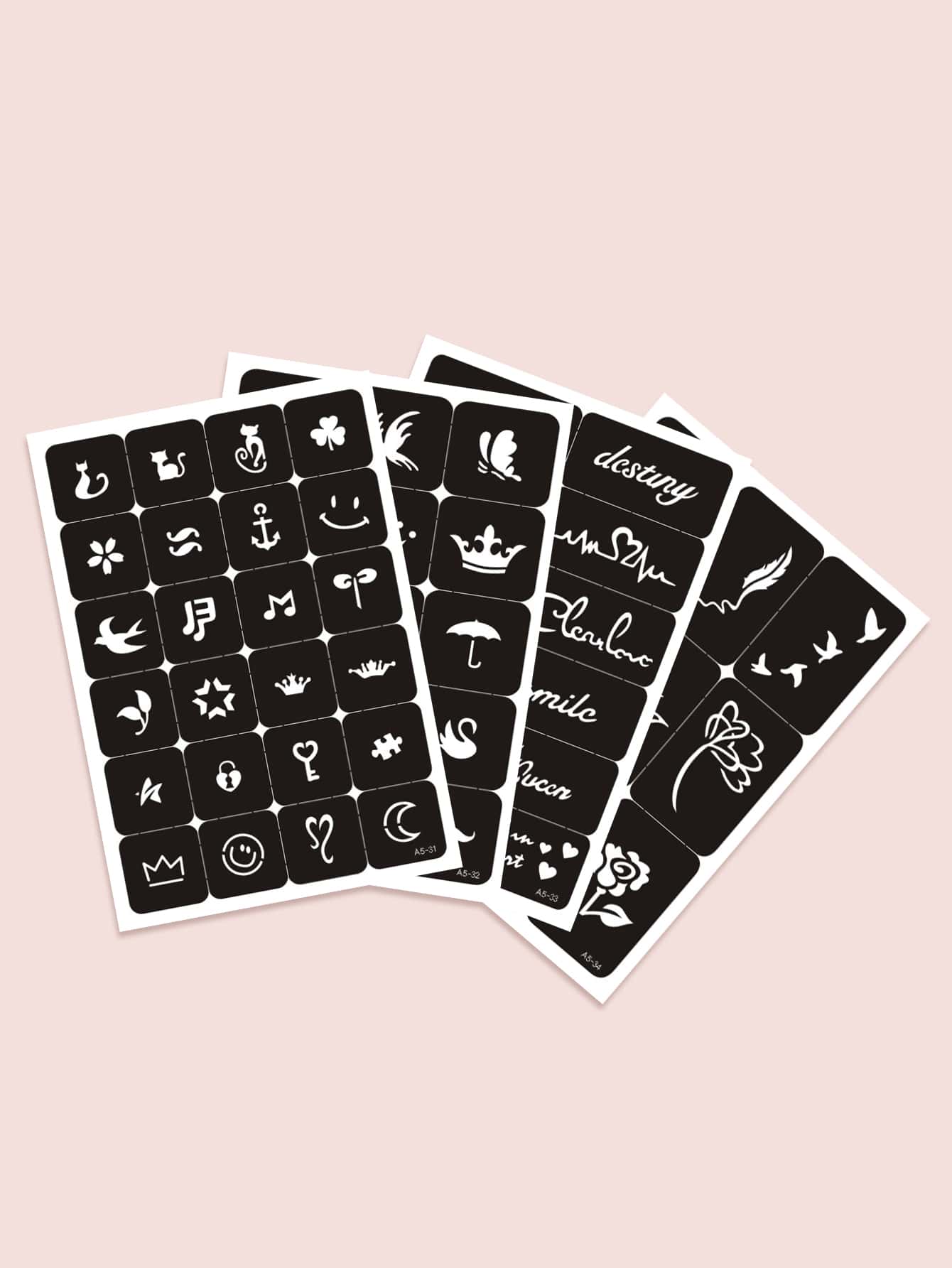 4sheets Flower Pattern Tattoo Stencil