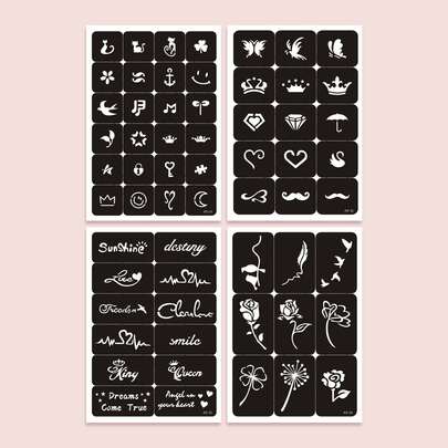 4 张花卉图案纹身模板