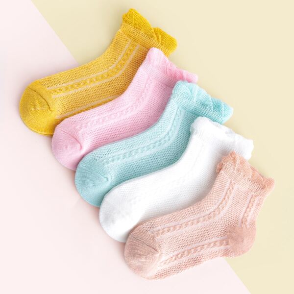

5pairs Baby Solid Socks, Multicolor