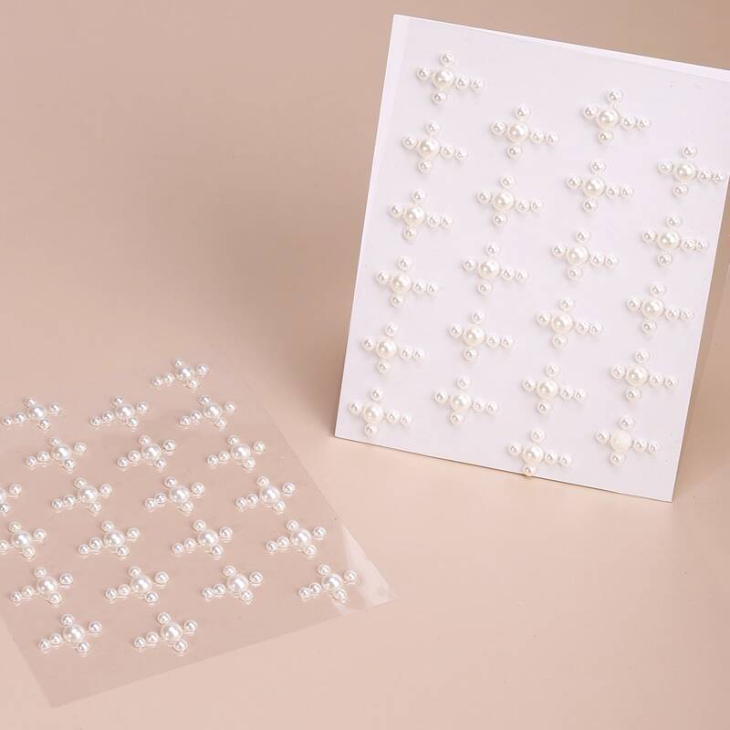 

1sheet Faux Pearl Eye Tattoo Sticker, White