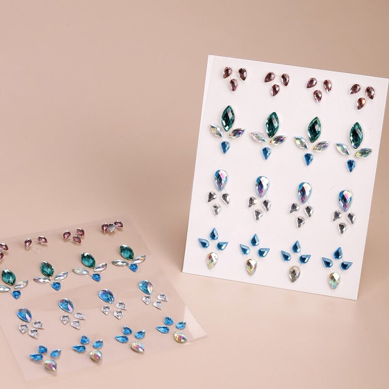 

1sheet Water Drop Shaped Rhinestone Eye Tattoo Sticker, Multicolor