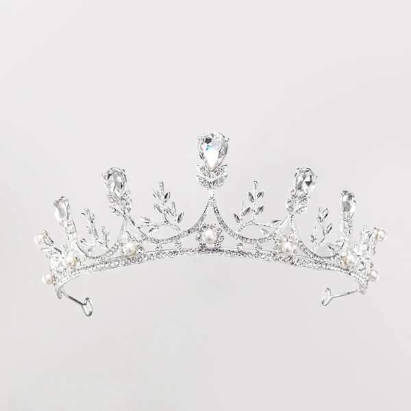

Rhinestone Decor Crown Design Headband, Silver