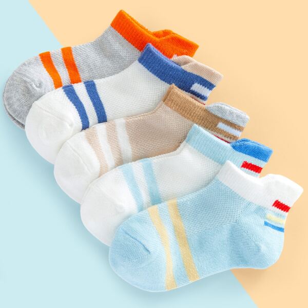 

5pairs Baby Striped Socks, Multicolor