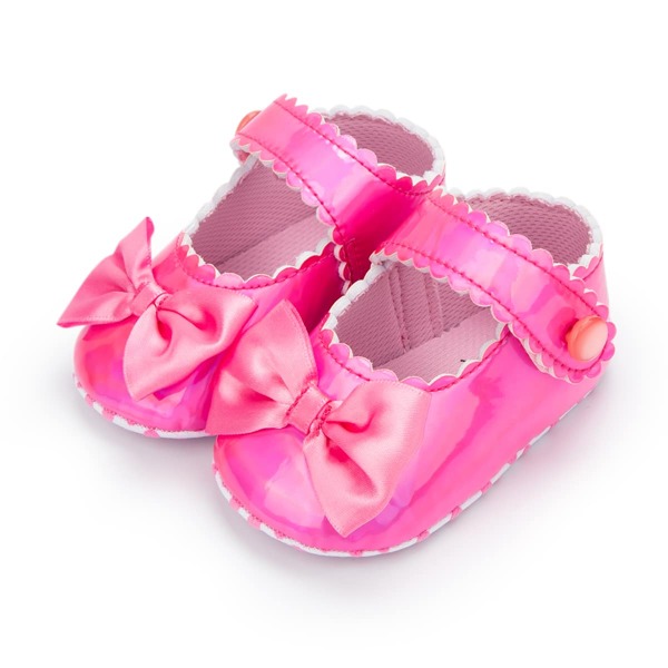 

Baby Girl Bow Decor Scallop Trim Flats, Pink