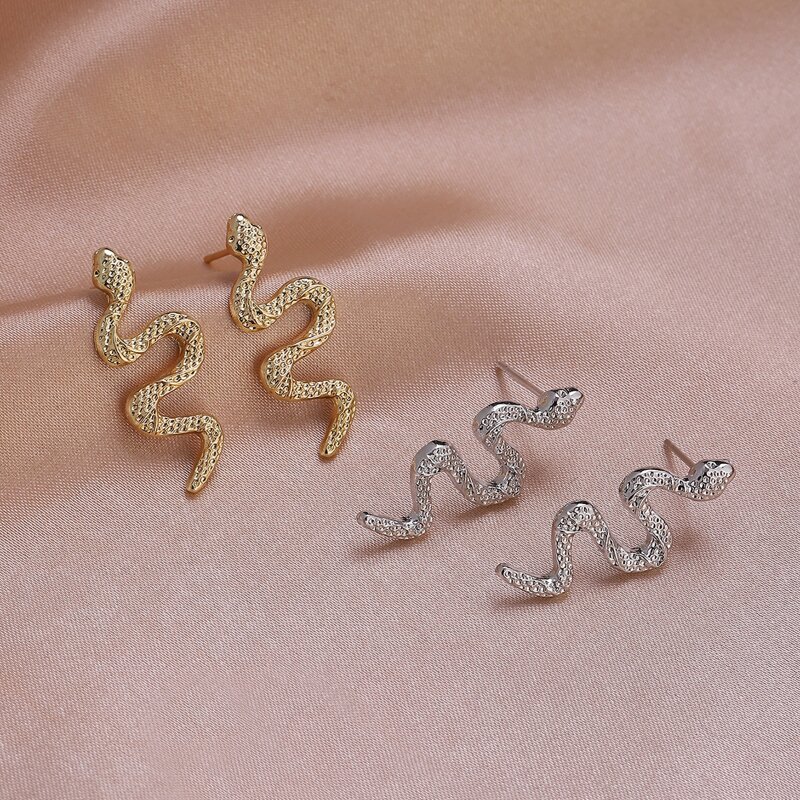

2pairs Snake Earrings, Multicolor