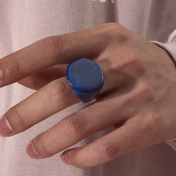

Men Geometric Resin Ring, Blue
