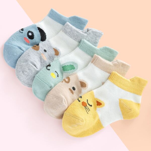 

5pairs Baby Cartoon Graphic Socks, Multicolor
