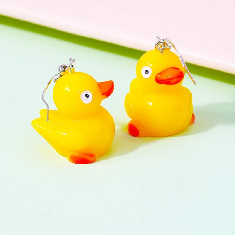 

1pair Cartoon Duck Charm Earrings, Yellow