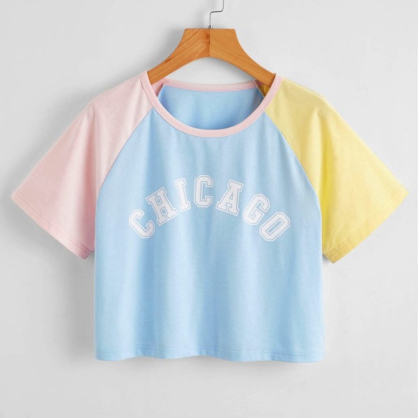 

Letter Graphic Raglan Sleeve Tee, Multicolor