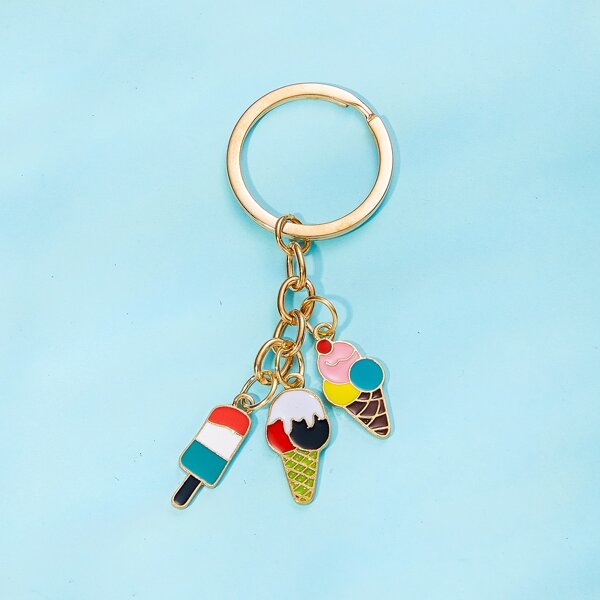 

Ice Cream Design Keychain, Gold