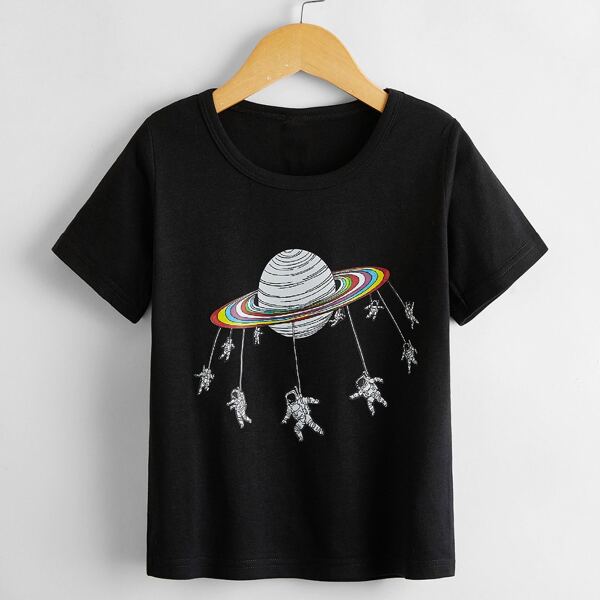 

Toddler Boys Spaceman & Planet Tee, Black