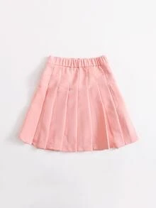 SHEIN 女孩搭扣細節百褶半身裙 - 珊瑚粉 - 查看 2