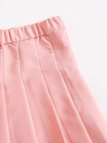 SHEIN 女孩搭扣細節百褶半身裙 - 珊瑚粉 - 查看 4