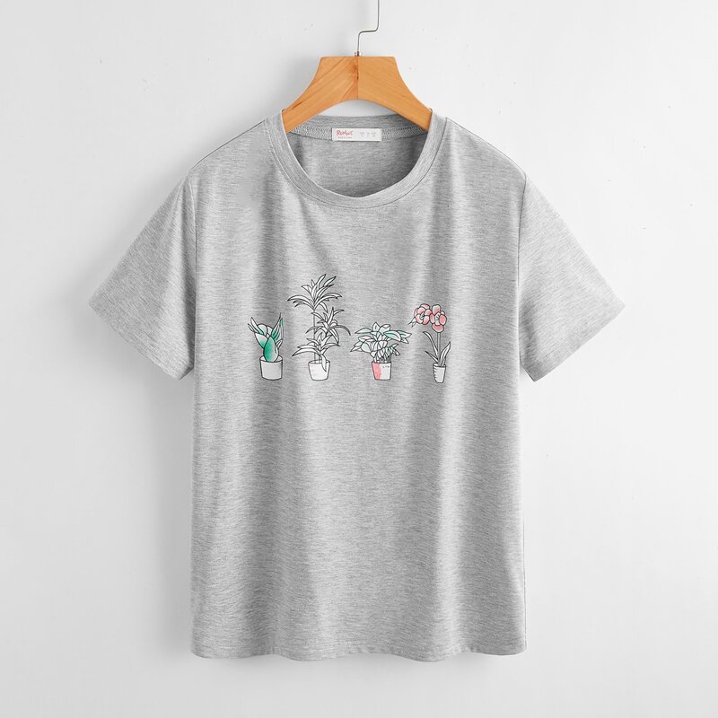 

Plants Graphic Tee, Light grey