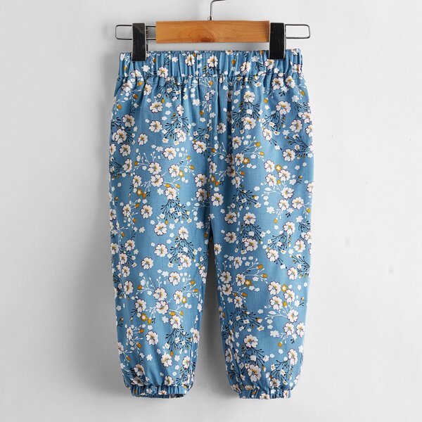 

Toddler Girls Allover Floral Tapered Pants, Blue