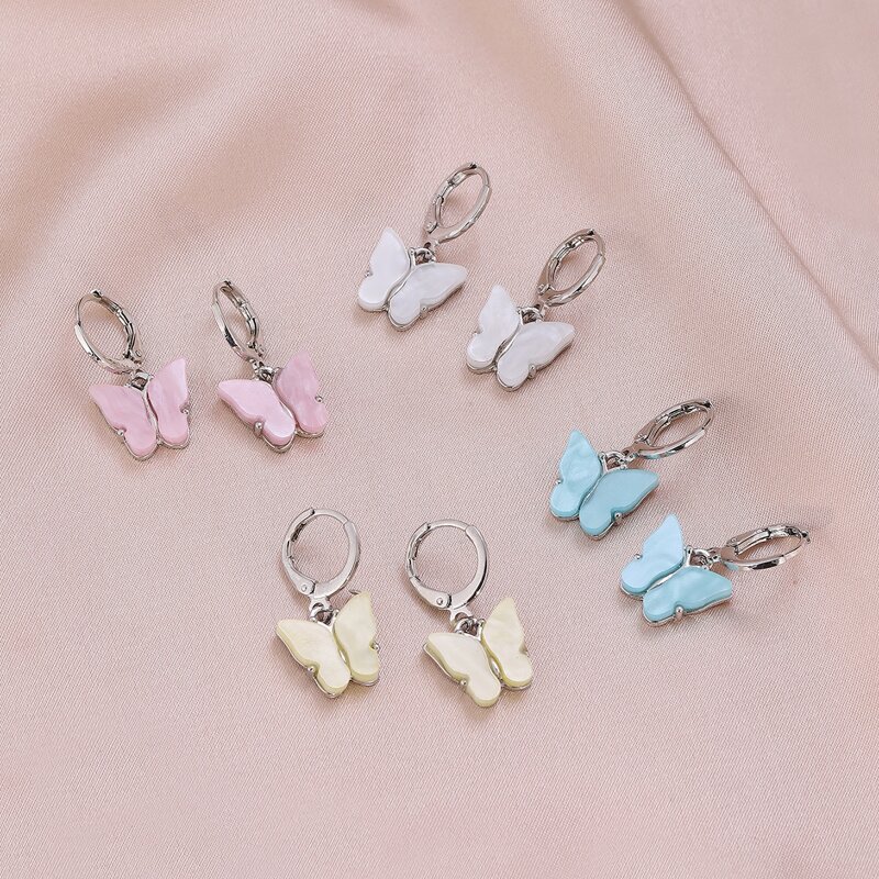 

4pairs Butterfly Charm Clip On Earrings, Multicolor