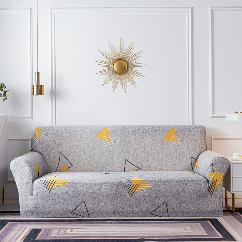

Geometric Pattern Stretchy Sofa Cover & 1pc Cushion Cover Without Filler, Multicolor