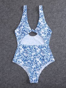 Bañador una pieza con nudo con abertura con estampado floral - Multicolor - Ver 6