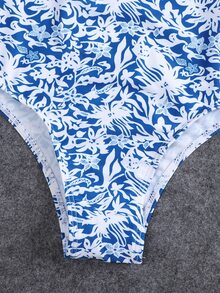 Bañador una pieza con nudo con abertura con estampado floral - Multicolor - Ver 8