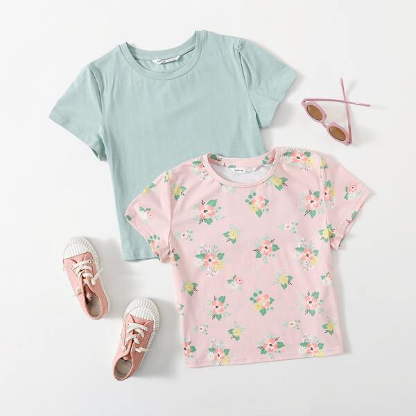 

Girls 2 Pack Short Sleeve Tee, Multicolor