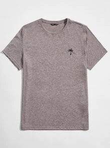 Manfinity VCAY Men Embroidery Coconut Tree Top - Grey - View 1