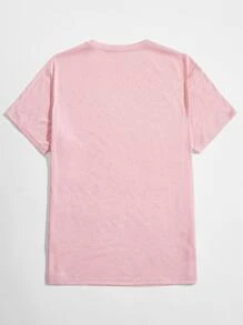 Manfinity BRENVOR Men Embroidery Coconut Tree Top Tee, Summer - Baby Pink - View 2