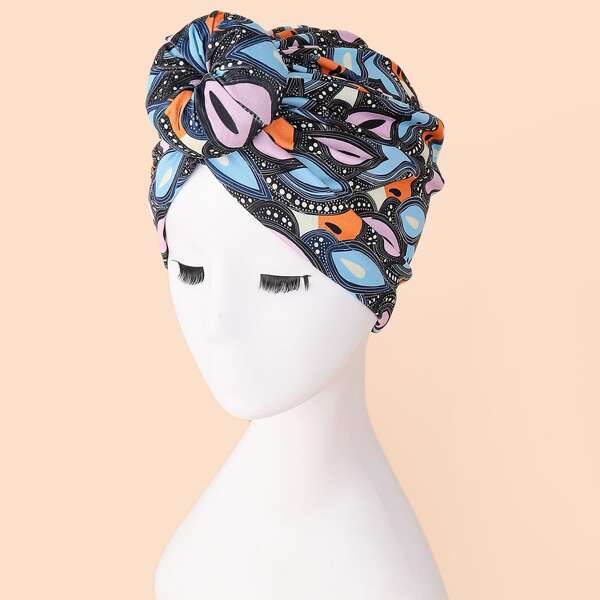 

Polka Dot Print Wrap Hat, Multicolor