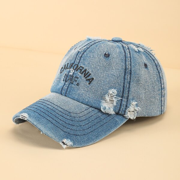 

Letter Embroidery Broken Baseball Cap, Blue
