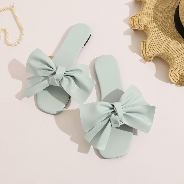 

Bow Decor Slide Sandals, Mint green
