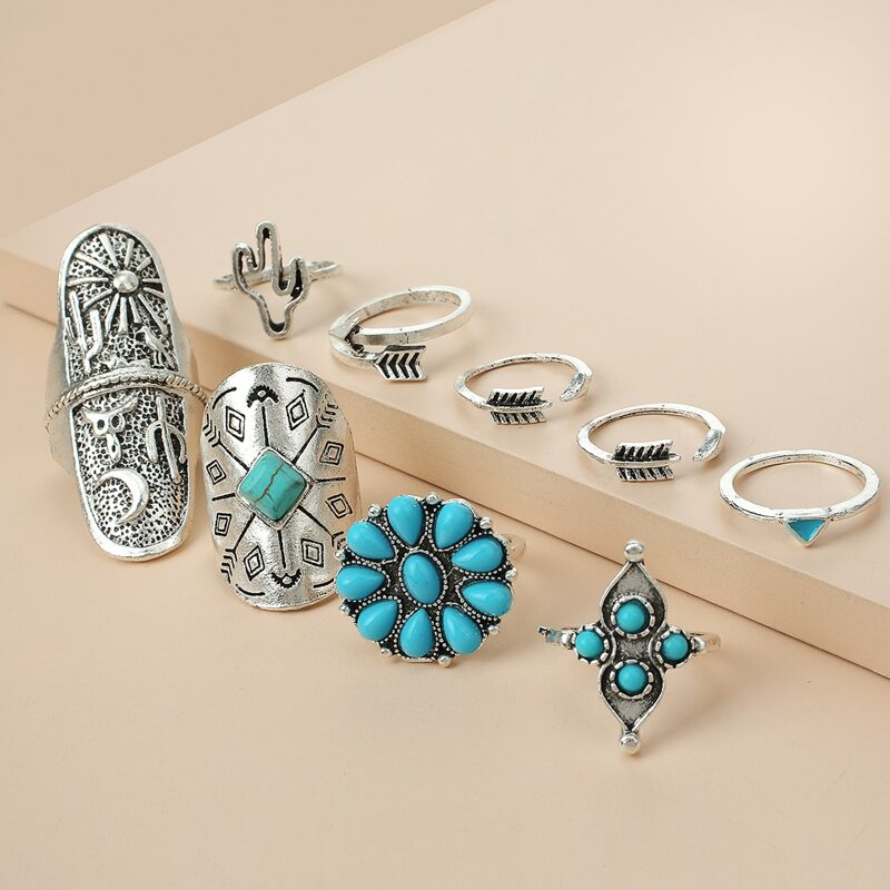 

9pcs Vintage Ring, Antique silver