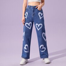 Heart Pattern Jeans