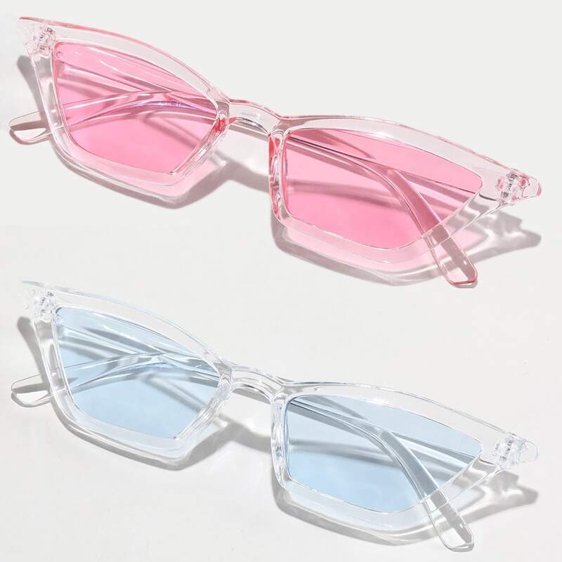

2pcs Cat Eye Sunglasses, Multicolor
