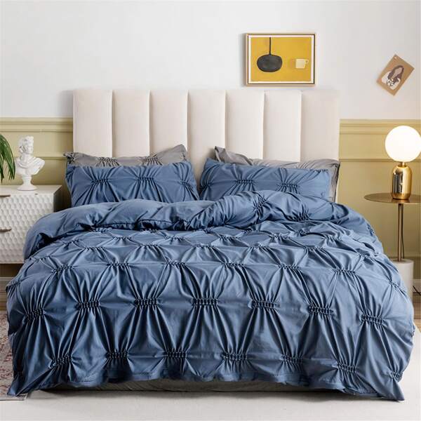 

Solid Color Knot Duvet Cover Set Without Filler, Blue