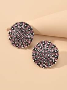 水鑽裝飾圓形耳釘