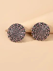 水鑽裝飾圓形耳釘
