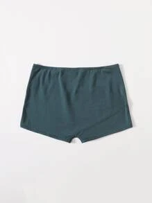 SHEIN EZwear 彈性腰身素色機車短褲 - 水鴨藍 - 查看 2
