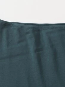 SHEIN EZwear 彈性腰身素色機車短褲 - 水鴨藍 - 查看 4
