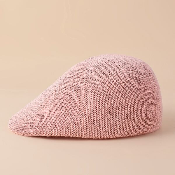 

Solid Straw Beret, Pink