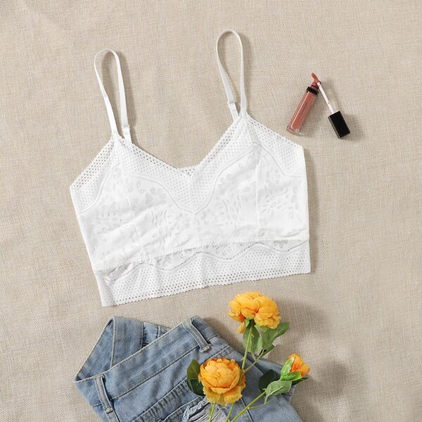 

Plus Floral Lace Bralette, White