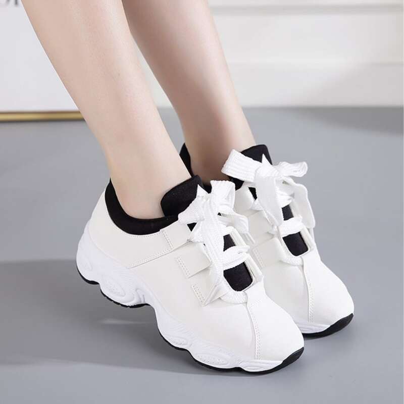 

Colorblock Lace-up Chunky Sneakers, White