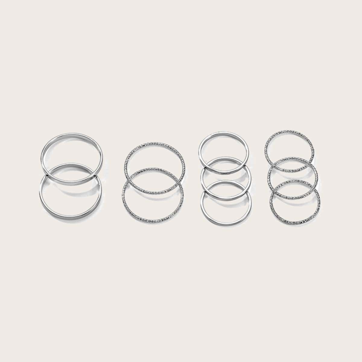 

10pcs Simple Ring, Silver