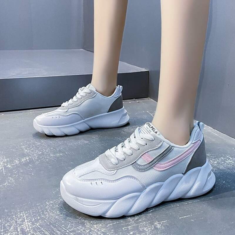 

Lace-up Mesh Chunky Sneakers, White
