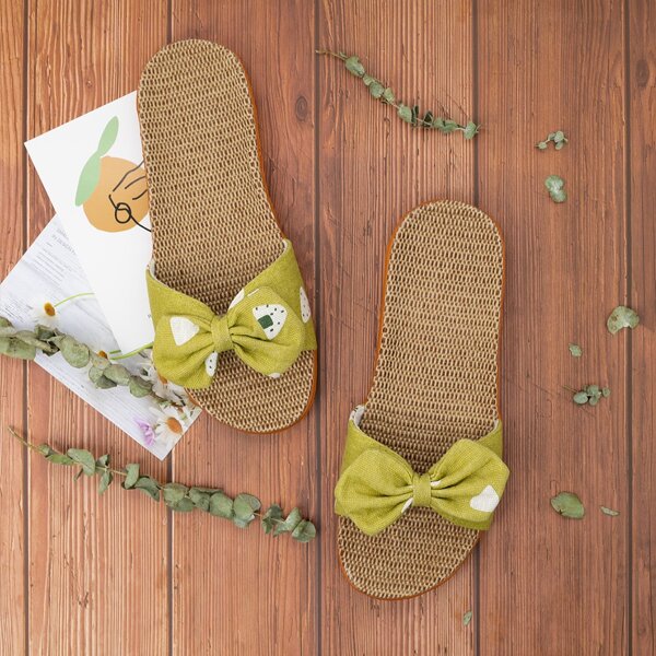 

Bow Decor Espadrille Slides, Mustard yellow