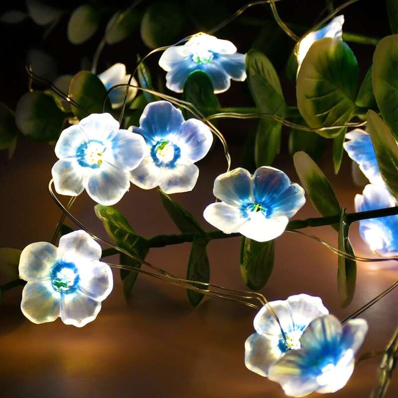 

20pcs Cherry Blossoms Shaped Bulb String Light, Blue